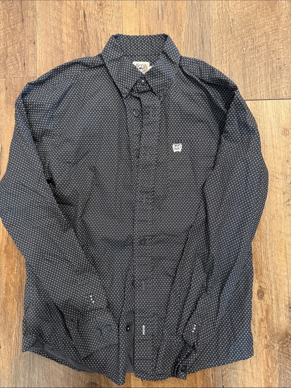 Cinch Boys Black Micro-Print Button-Down Shirt
